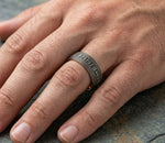 Tungsten Ring with Runes - Gold Plated Sleeve 