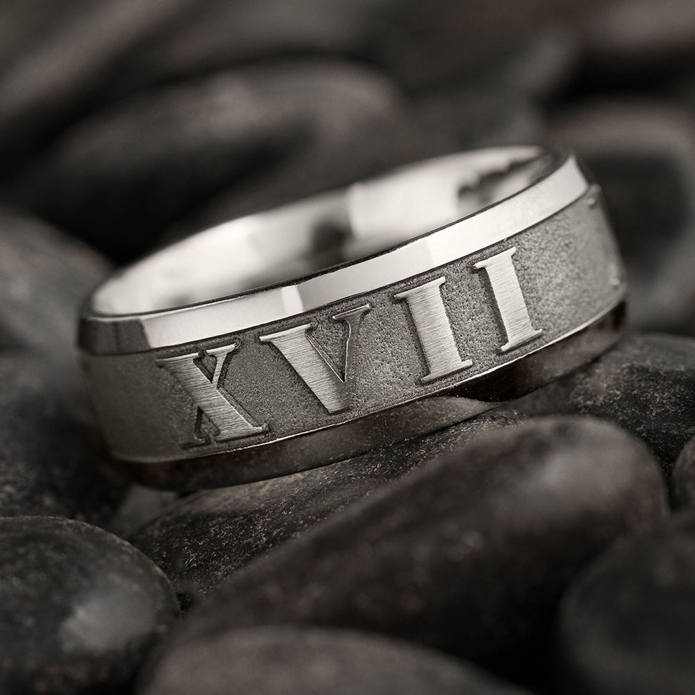 Roman Numeral Ring - Cobalt 8mm 