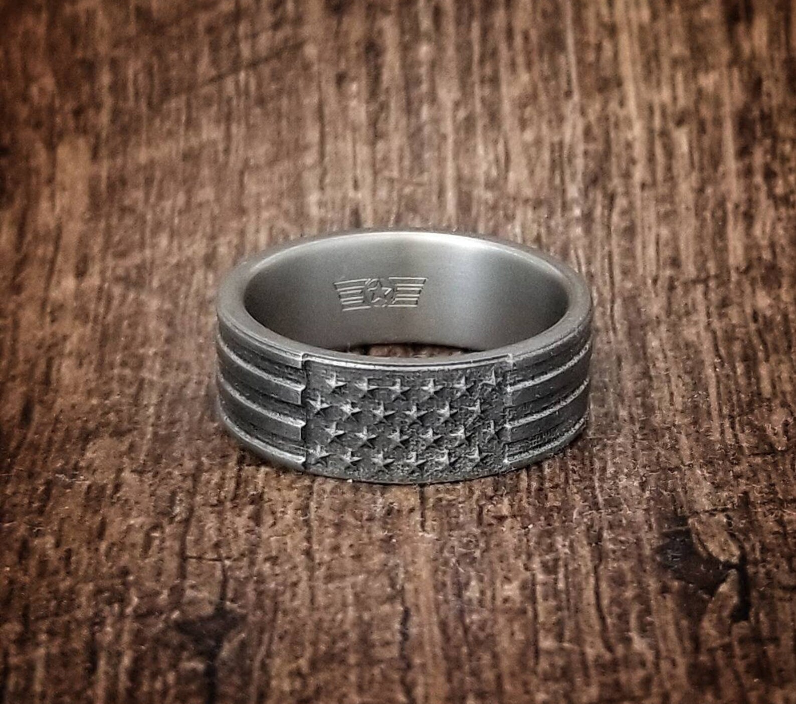 Patriotic Ring - American Flag Titanium 