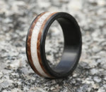 Antler Ring with Whiskey Barrel Wood & Carbon Fiber 