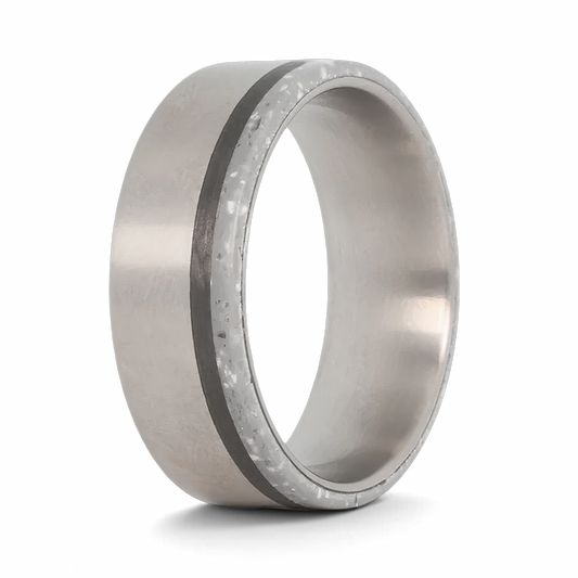 concrete and titanium wedding ring