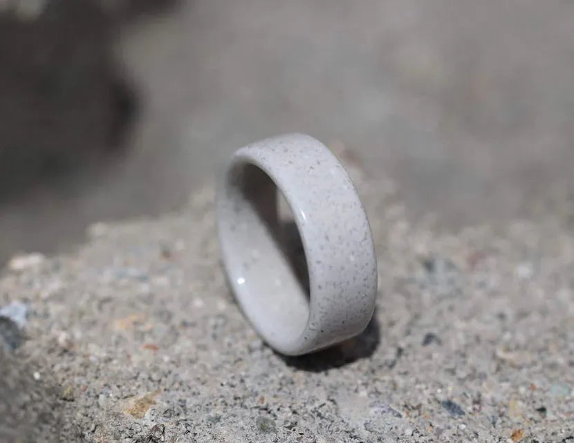 White Concrete Wedding Ring - Camo Ever After