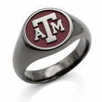 Texas A&M signature oval signet ring in polished black zirconium with university emblem