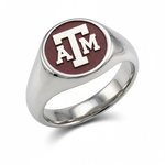 Texas A&M signature oval signet ring in polished cobalt chrome with university emblem