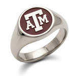 Texas A&M signature oval signet ring in polished titanium with university emblem