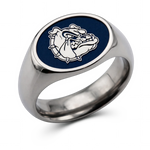 Gonzaga University signature oval signet ring in polished titanium featuring the Gonzaga logo