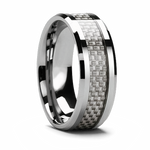 White Carbon Fiber Ring Tungsten 4mm - 10mm 