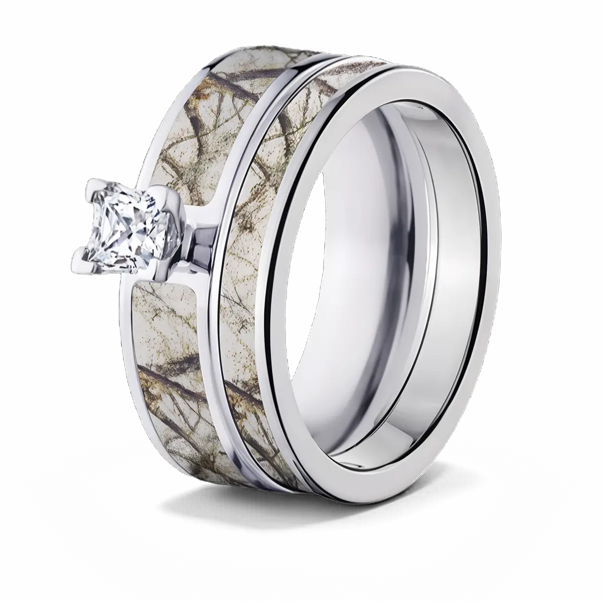 Realtree Snow Camo Bridal Set for Her - Pick your Stone 