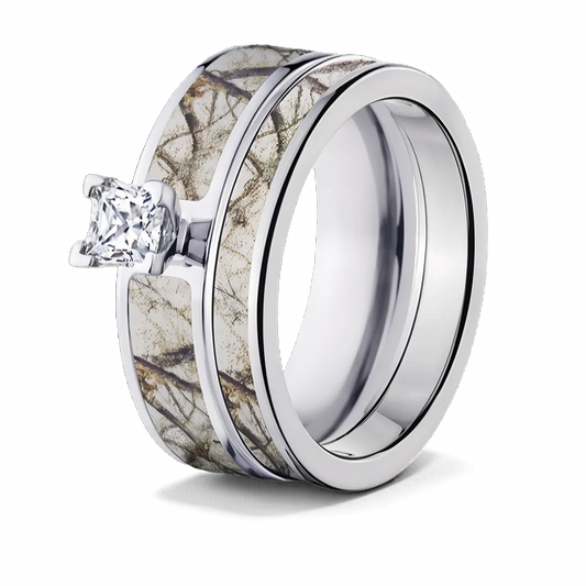 Realtree Snow Camo Bridal Set for Her - Pick your Stone 