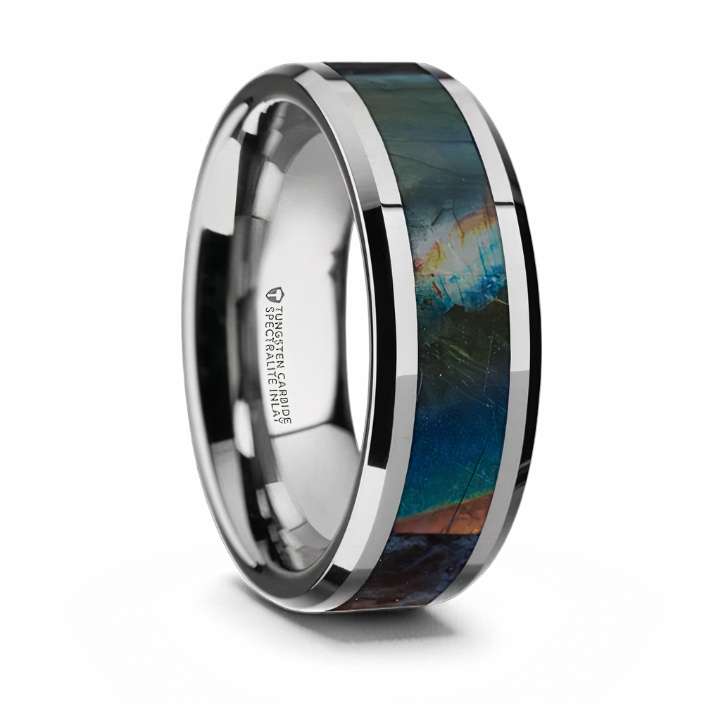 Spectrolite Ring in Tungsten 