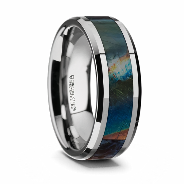 Spectrolite Ring in Tungsten 