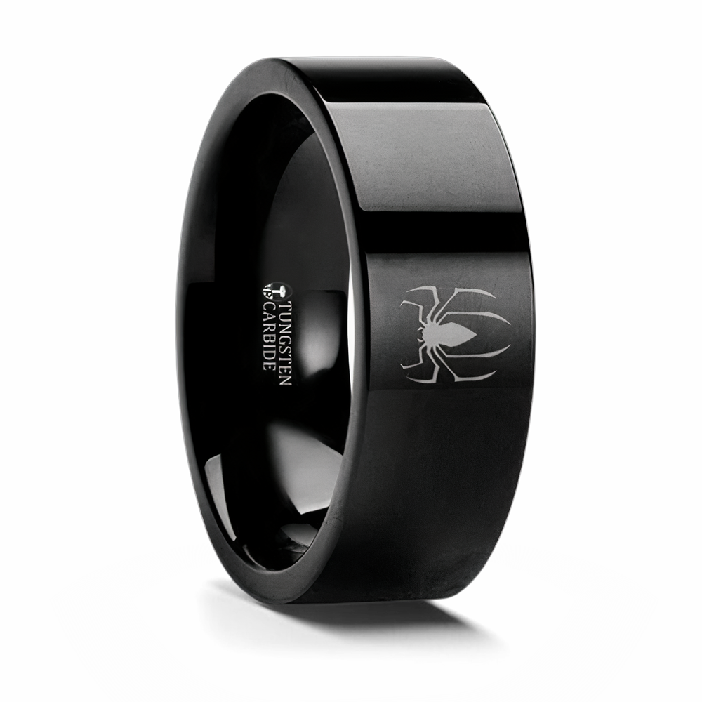 Spiderman Symbol Black Tungsten Ring 