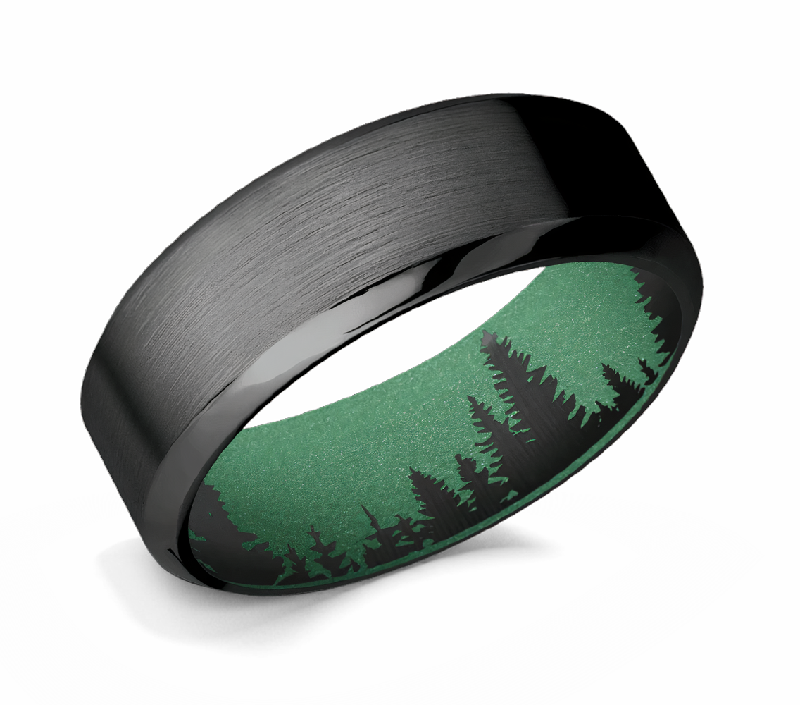 Zirconium Ring in Satin Finish with Squatch Sleeve 