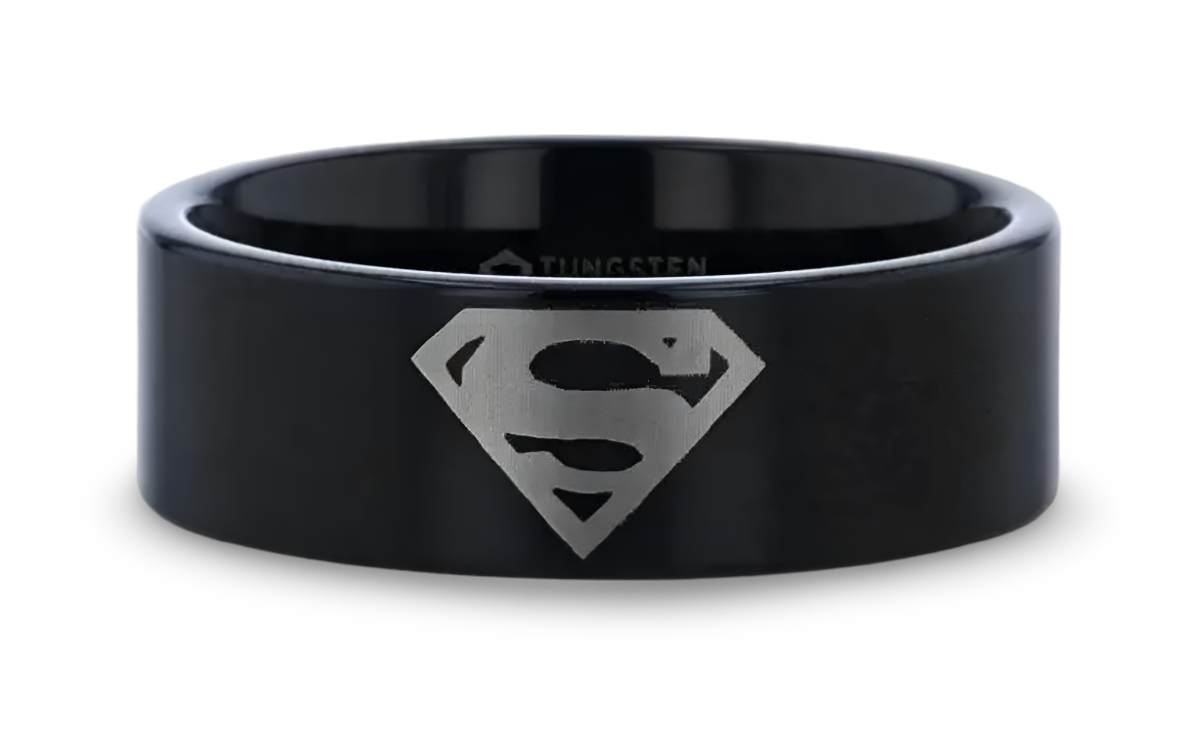 Superman Ring Black Tungsten 