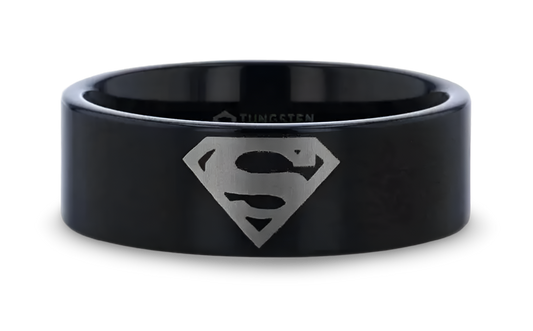 Superman Ring Black Tungsten 