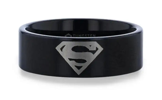 Superman Symbol Black Tungsten Ring - Camo Ever After