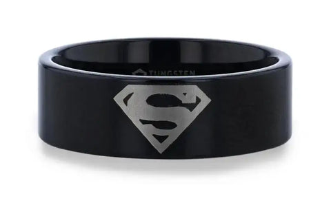 Superman Symbol Black Tungsten Ring