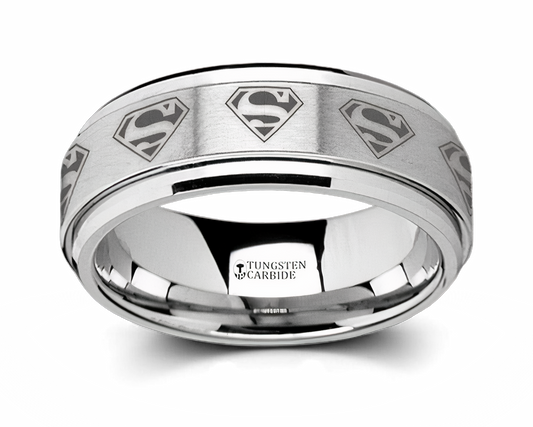 Superman Ring with Spinning Symbol - Tungsten 8mm 