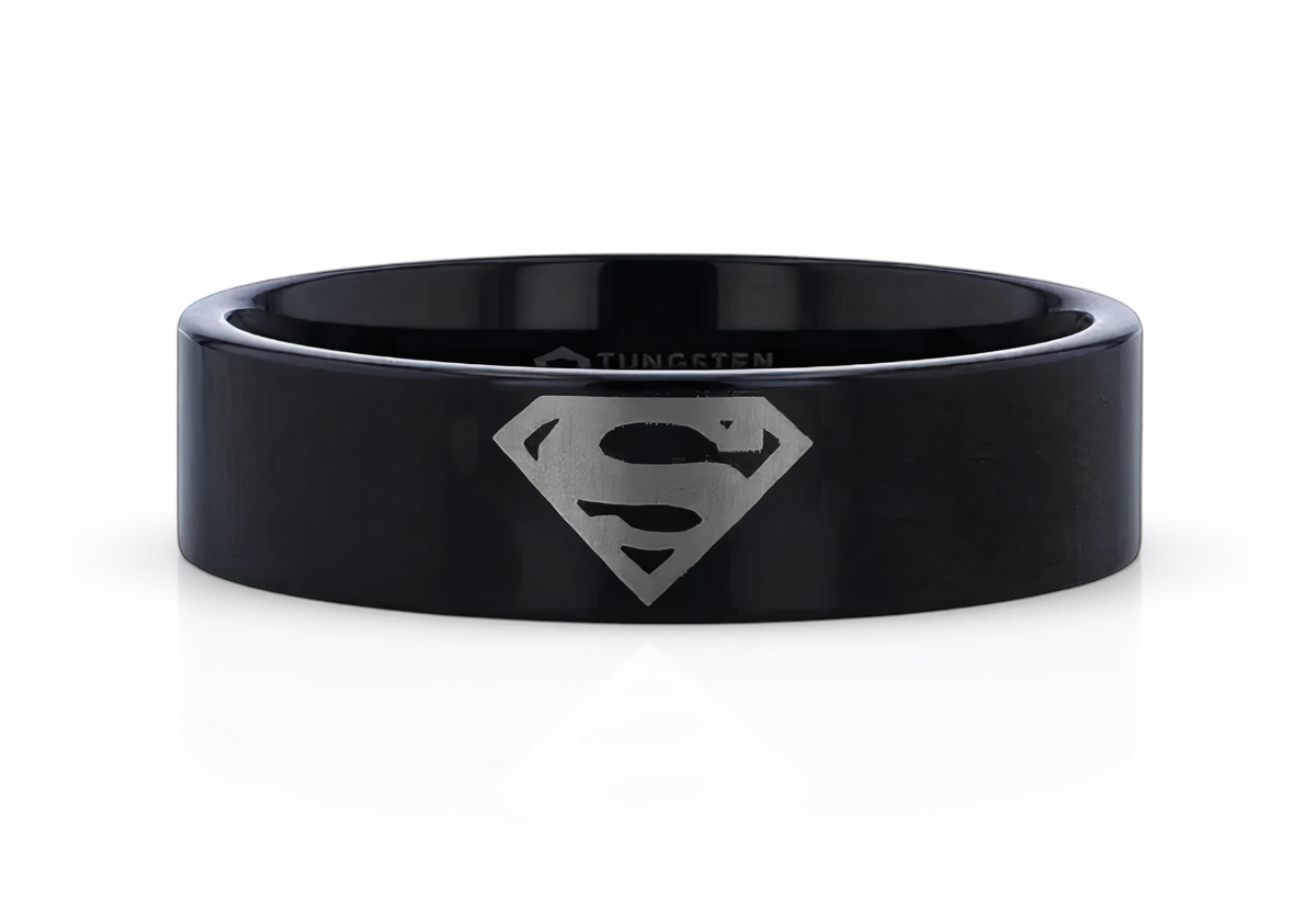 Superman Ring Black Tungsten 