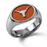 University of Texas signature oval signet ring with Longhorn emblem and wide polished titanium shank
