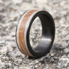 Whiskey Barrel Ring with Deer Antler & Carbon Fiber 