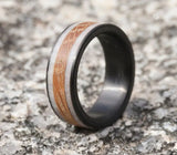 Whiskey Barrel Ring with Deer Antler & Carbon Fiber 