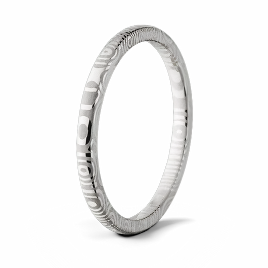 Thin 2mm Damascus Steel Ring Domed 