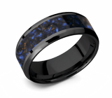 Mens Tiger Eye Ring – 8mm Zirconium & Blue Tiger Eye 