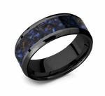 Mens Tiger Eye Ring – 8mm Zirconium & Blue Tiger Eye 
