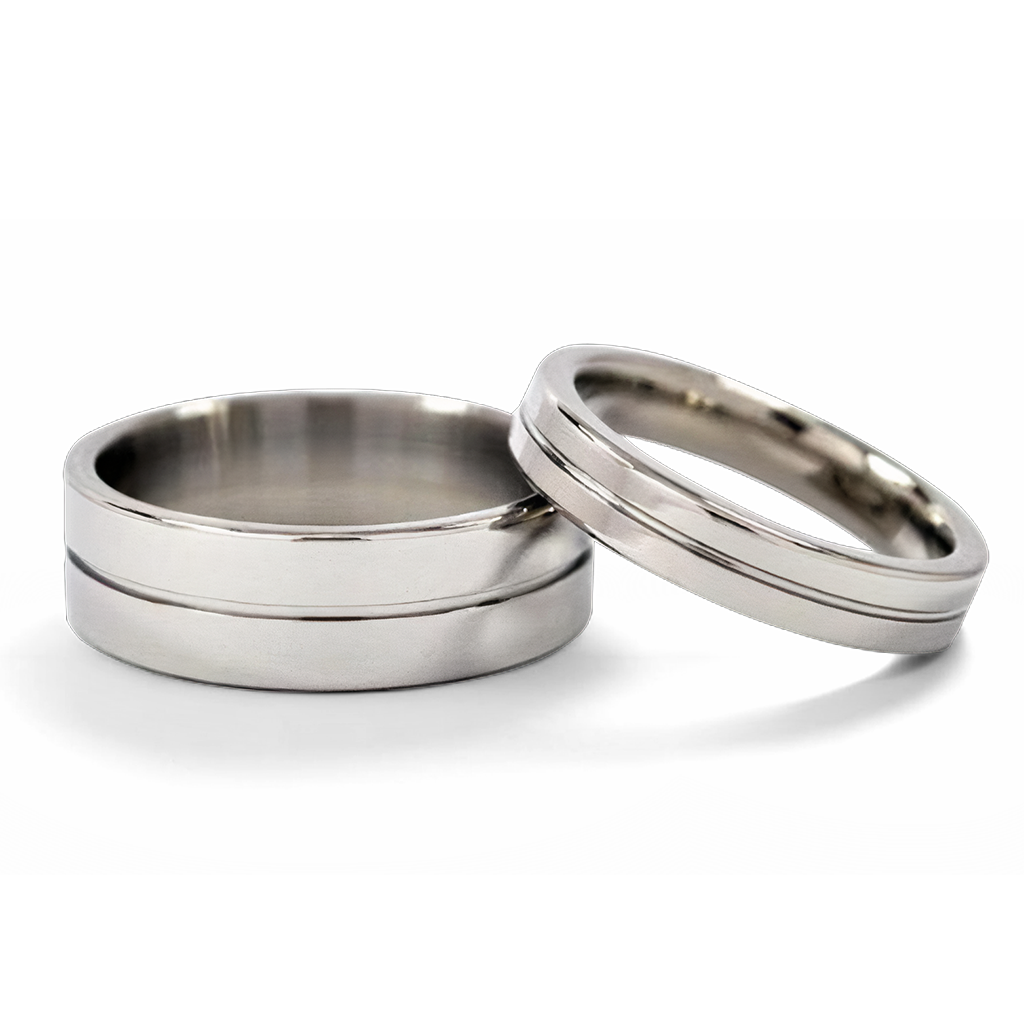 His and Hers Matching Titanium Ring Set 
