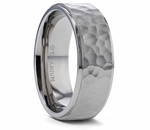 Titanium Raised Hammered Finish Ring 8mm 
