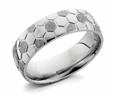 Soccer Ball Pattern Ring - 7mm Cobalt 