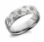 Soccer Ball Pattern Ring - 7mm Cobalt 