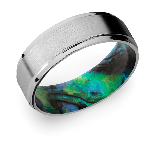 Titanium Ring with Abalone Shell Sleeve 