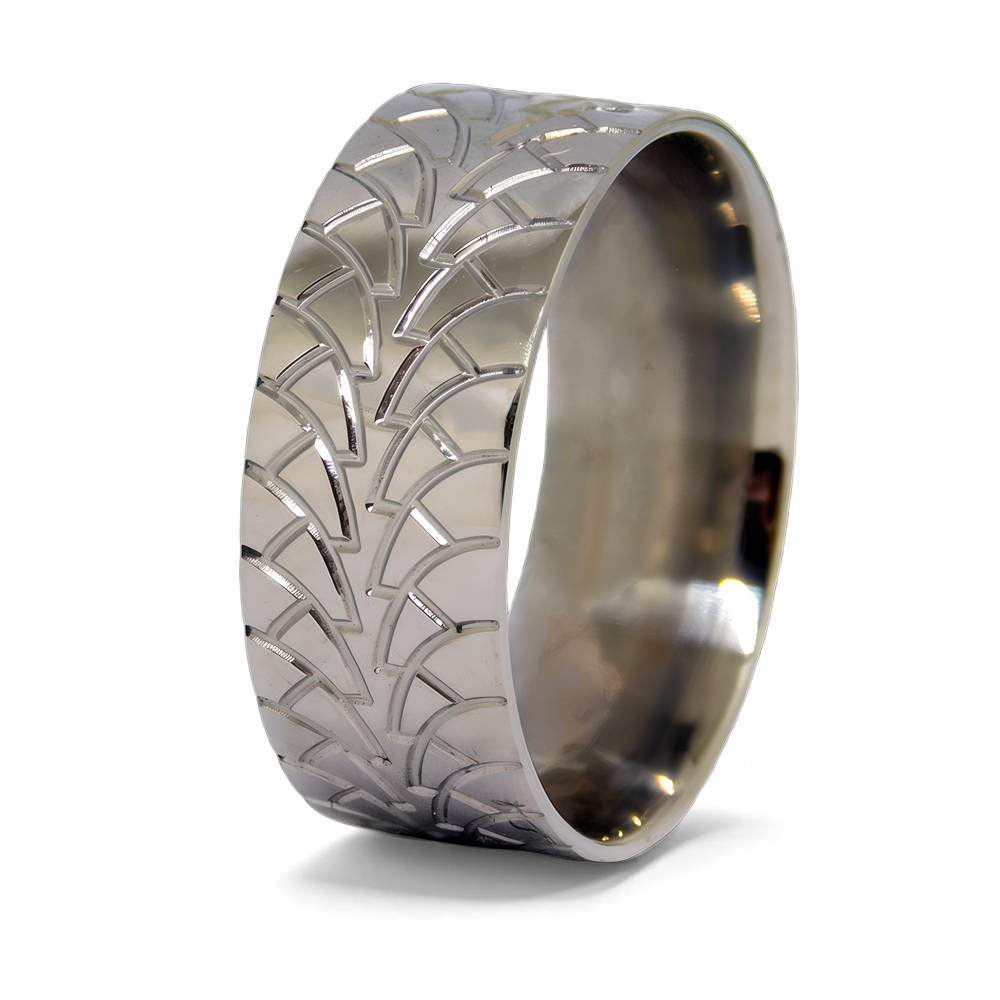 Tire Wedding Ring - Titanium 9mm 