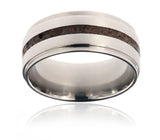 Dinosaur Bone Wedding Band - 9mm Groved Edges 