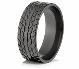 Tire Tread Ring - Black Zirconium 8mm 