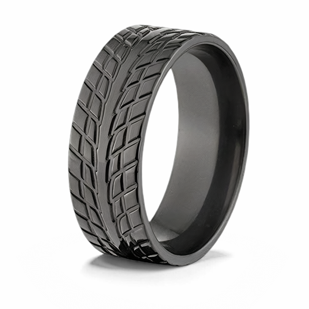 Tire Tread Ring - Black Zirconium 8mm 