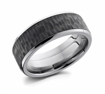 Tree Bark Ring in Titanium with Zrconium Inlay 
