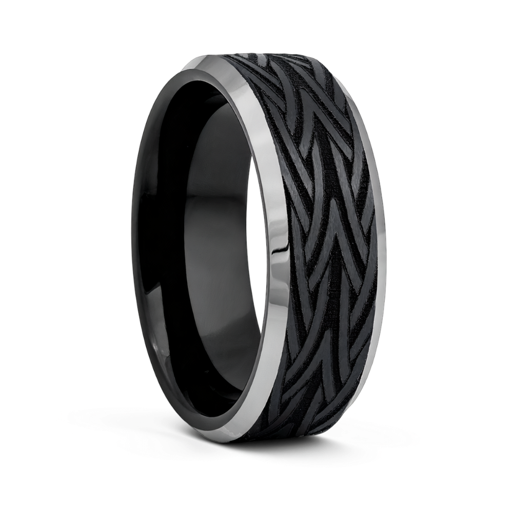 Tribal Engraved Tungsten Ring – 8mm Band 