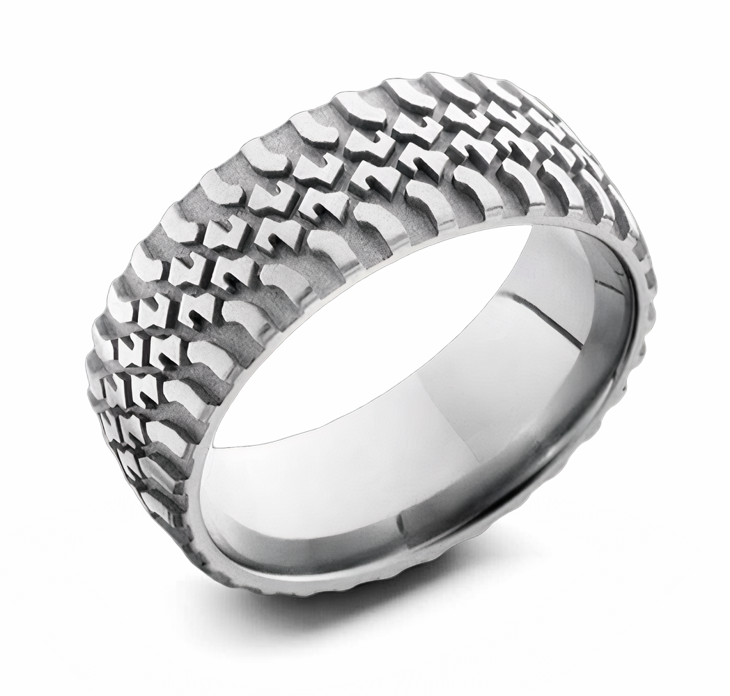 Truck Tire Pattern Ring - Titanium 9mm 
