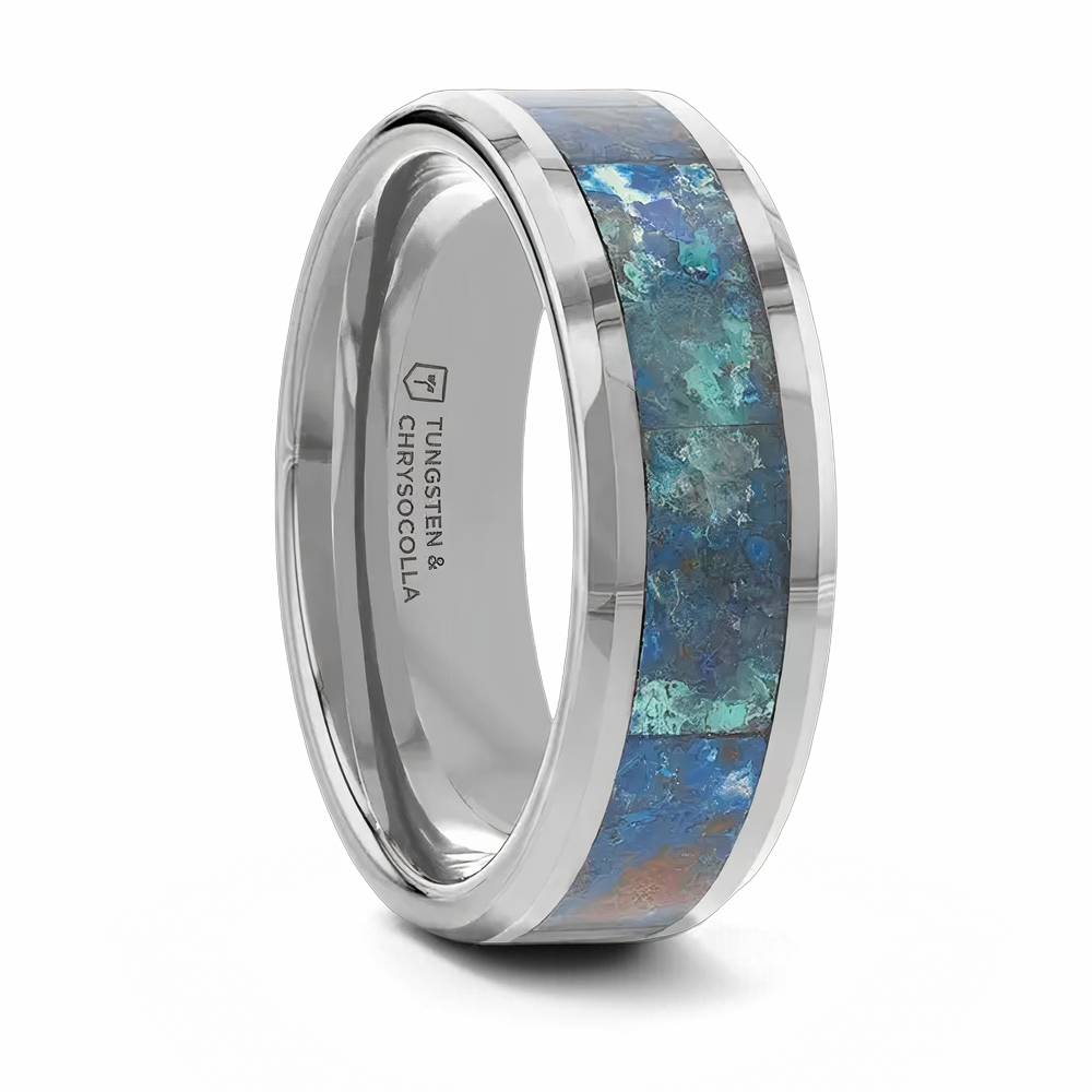 Chrysocolla Ring in Tungsten 