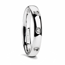 Polished Tungsten Ring with 3 Bezel Diamonds 