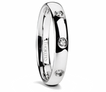 Polished Tungsten Ring with 3 Bezel Diamonds 