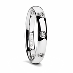 Polished Tungsten Ring with 3 Bezel Diamonds 