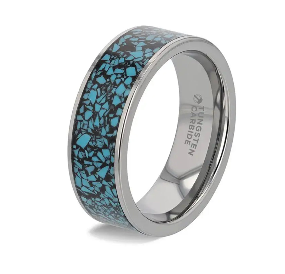 Crushed Turquoise Ring - Tungsten 