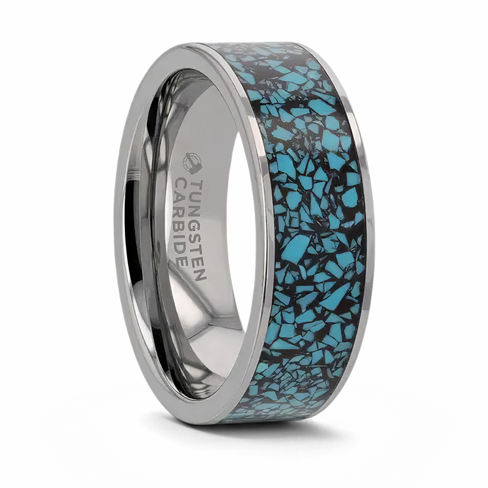 Crushed Turquoise Ring - Tungsten 