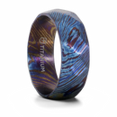 Brushed Titanium Ring with Blue and Purple Wavy Design 