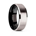 White Tungsten Wedding Band with Black Interior