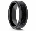 Black & Gray Lava Rock Stone Inlay Ring 